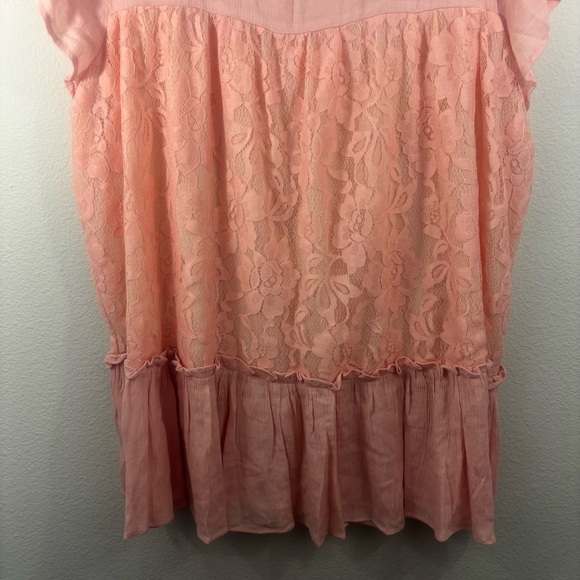 Suzanne Betro Blush Textured Tunic Plus Size 1X Floral Blouse Sheer Feminine - Picture 2 of 15